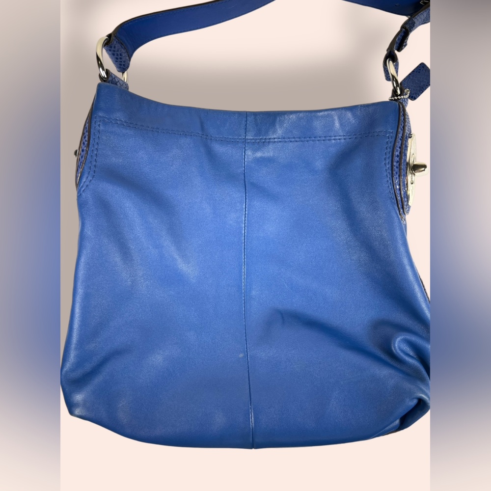 COACH Penelope Cobalt Blue Embossed Snake Hobo Bag, F16535 - Picture 10 of 14